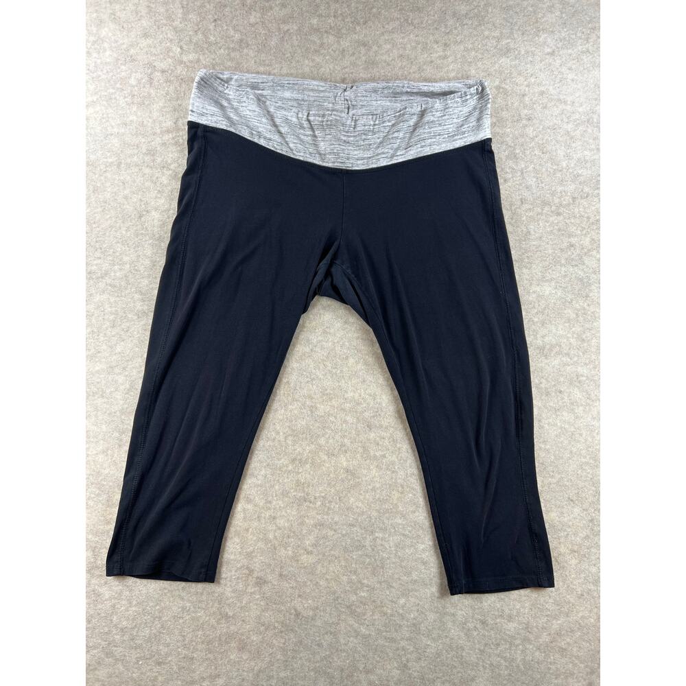 Motherhood Maternity Cropped Capri Knit Stretch Pants Black Gray XL